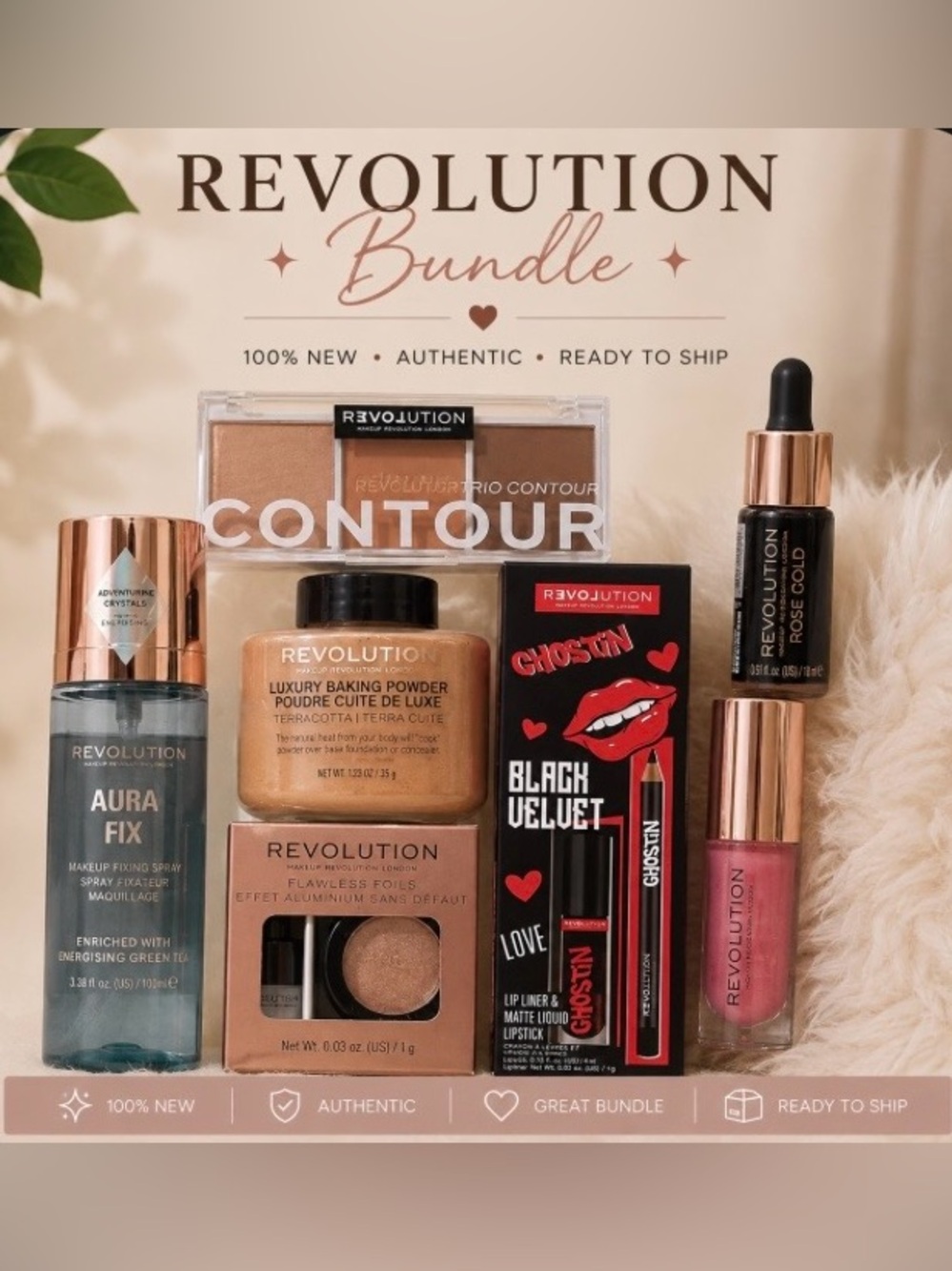 Revolution Bronzer & Rose Gold Makeup Bundle